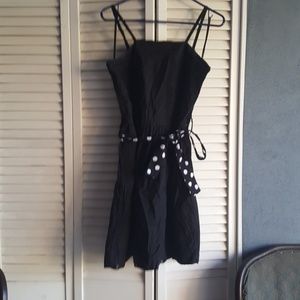 Black dress with polka dot tie